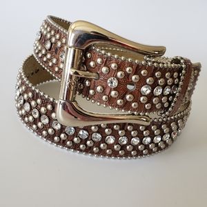GUESS Brown Studded Beaded Womens Belt M Size
